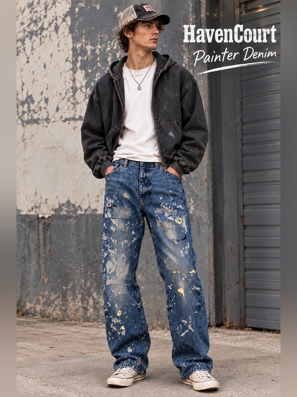 Haven Court Painter Denim Jeans Distressed Paint Splatter Streetwear 29x29